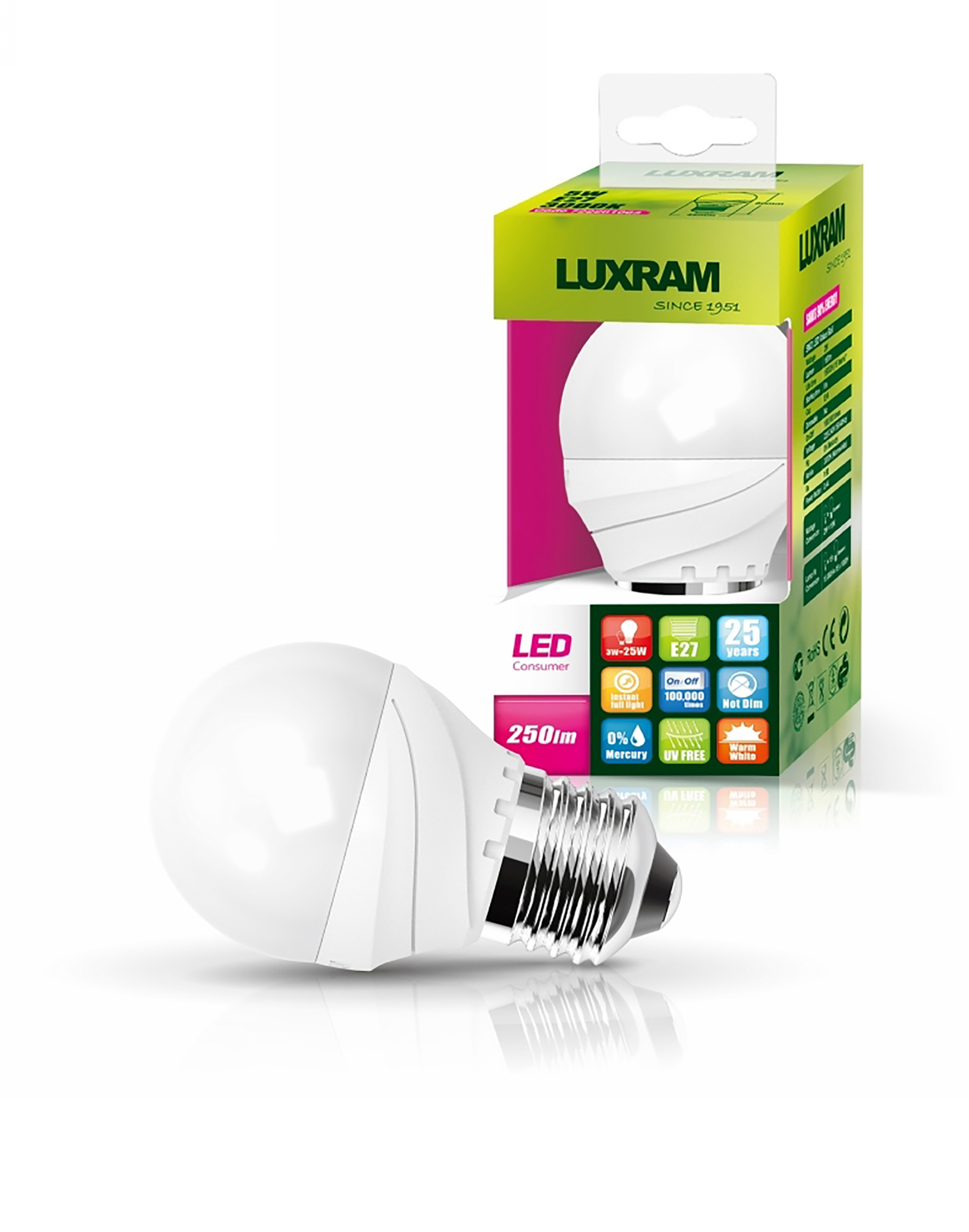 722202142  Curvodo LED Ball E27 4.5W 4000K 430lm